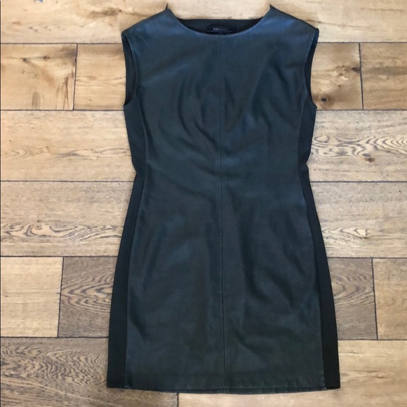 (Sold) BCBG Karlee Faux Leather Shift Dress Green - Picture 4 of 8